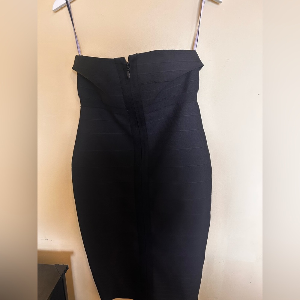 Elegant Black body con Strapless Dress